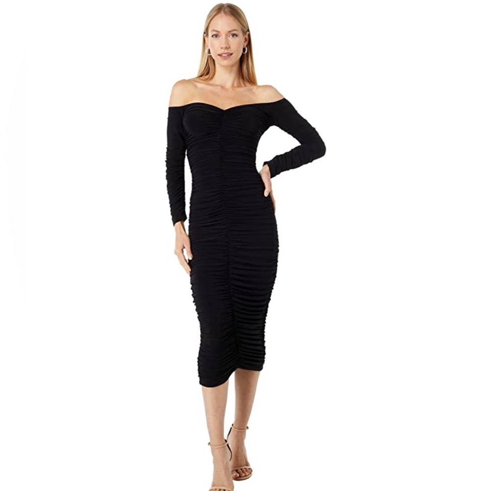 Norma Kamali Off Shoulder Slinky, Sz M (6), Black, NWT